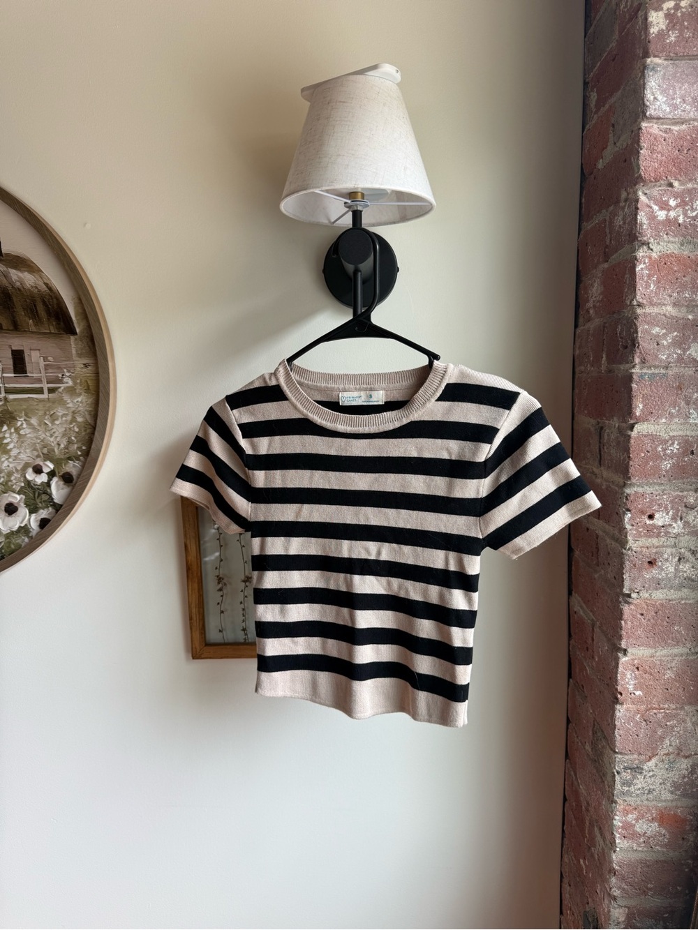Primark Striped Knit Tee in Black and Cream